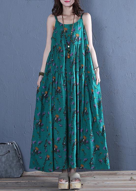 Classy Spaghetti Strap cotton Wardrobes pattern rose print long Dress - bagstylebliss