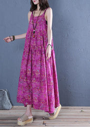 Classy Spaghetti Strap cotton Wardrobes pattern rose print long Dress - bagstylebliss