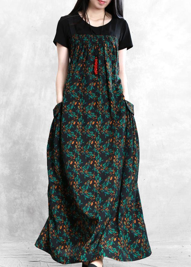 Classy Spaghetti Strap patchwork dress Fashion Ideas blackish green print Dress - bagstylebliss