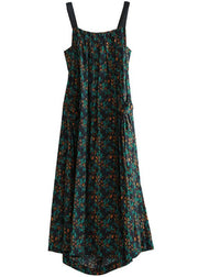 Classy Spaghetti Strap patchwork dress Fashion Ideas blackish green print Dress - bagstylebliss