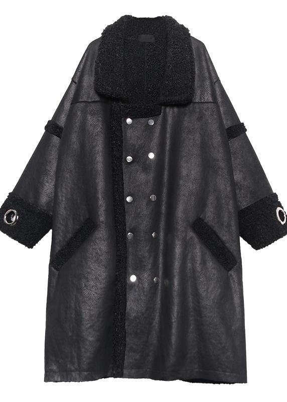 Classy Square Collar double breast Fine Long coats black Art women coats - bagstylebliss
