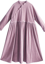 Classy Stand Patchwork Spring dress Neckline Pink Dresses - bagstylebliss