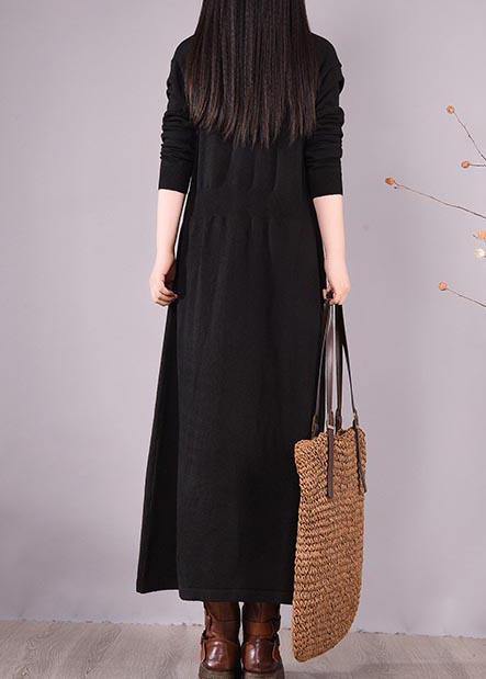 Classy V Neck Asymmetric Spring Dresses Shape Black Maxi Dresses - bagstylebliss