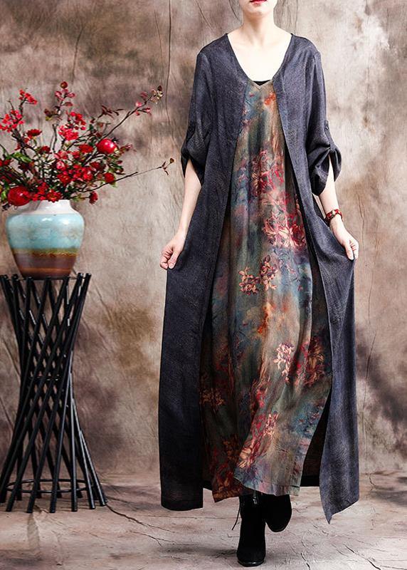 Classy Patchwork Print Maxi Dress Caftan Gown - bagstylebliss