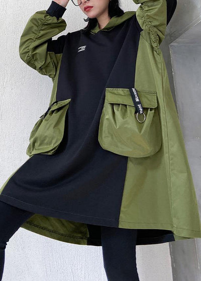 Classy black Cotton Tunics big pockets short patchwork Dresses - bagstylebliss