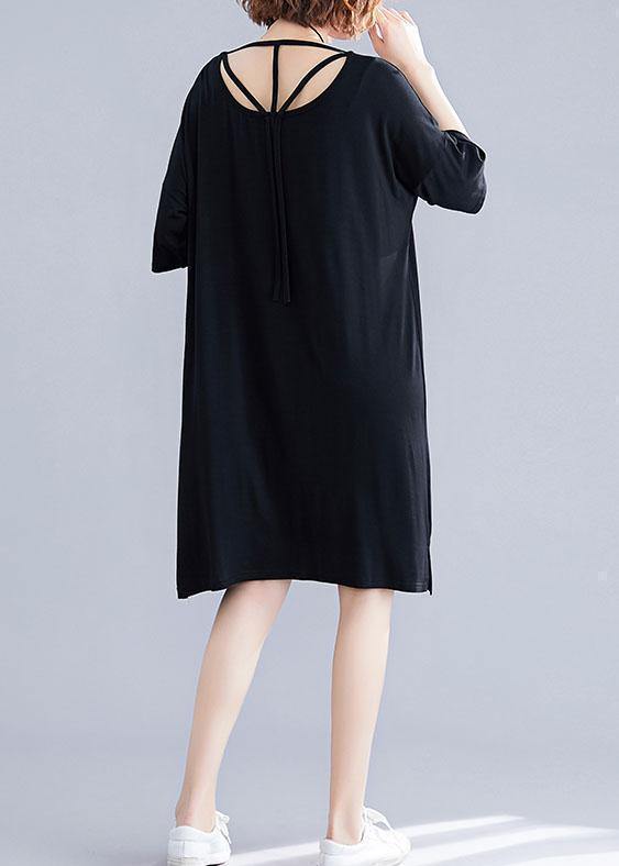 Classy black Cotton clothes Women Backless cotton summer Dresses - bagstylebliss