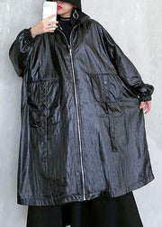 Classy black Fashion clothes Wardrobes lapel pockets fall women coats - bagstylebliss