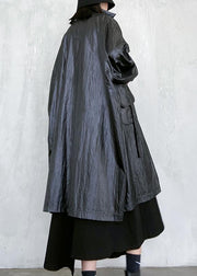 Classy black Fashion clothes Wardrobes lapel pockets fall women coats - bagstylebliss