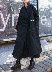 Classy black Fashion coats women blouses Work Outfits asymmetric pockets outwear - bagstylebliss