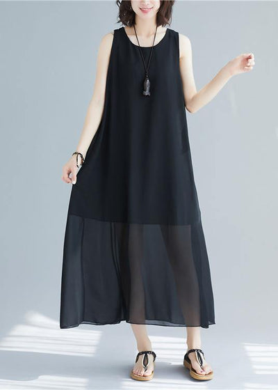 Classy black cotton Long Shirts sleeveless cotton summer Dress - bagstylebliss