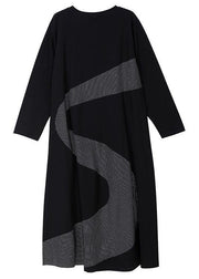 Classy black cotton dresses patchwork ruffles Dresses - bagstylebliss