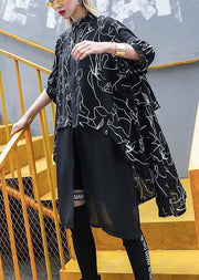 Classy black prints chiffon dresses patchwork tulle Art summer Dress - bagstylebliss