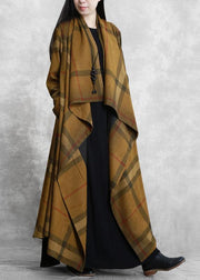 Classy chocolate plaid fine tunic coat Tunic pockets outwears - bagstylebliss