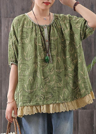 Classy cotton tunic top Boho Loose Print Short Sleeve Blouse - bagstylebliss