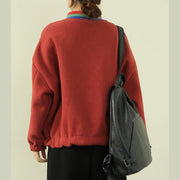 Classy high neck patchwork zippered tops women orange blouse - bagstylebliss