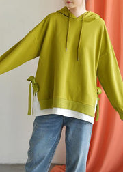 Classy hooded drawstring cotton clothes For Women Work Outfits green tops fall - bagstylebliss