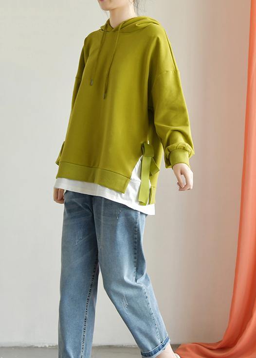 Classy hooded drawstring cotton clothes For Women Work Outfits green tops fall - bagstylebliss