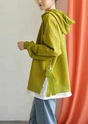 Classy hooded drawstring cotton clothes For Women Work Outfits green tops fall - bagstylebliss