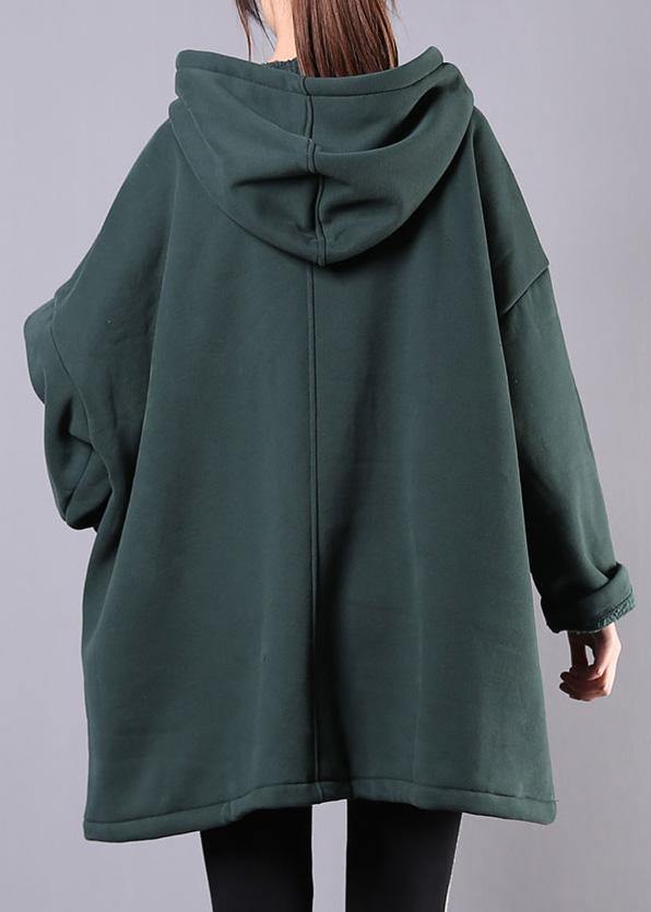 Classy hooded pockets cotton tunics for women Fabrics green blouse - bagstylebliss