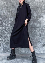 Classy hooded side open spring Wardrobes black Dress - bagstylebliss