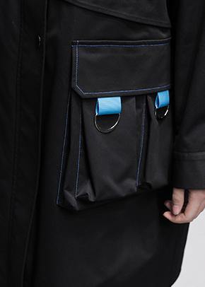 Classy hooded zippered Fine outwear black Letter Midi women coats - bagstylebliss