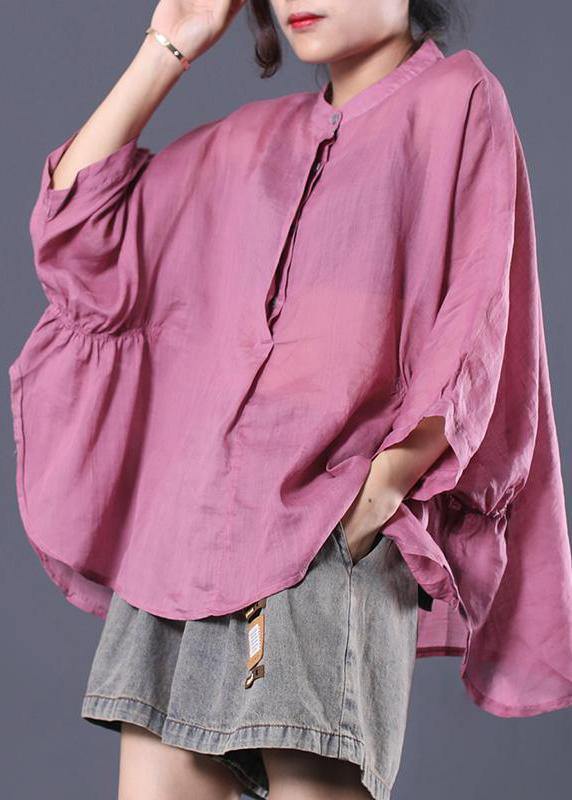 Classy linen Blouse Fashion Batwing Sleeve Comfortable Solid Color T-Shirt - bagstylebliss