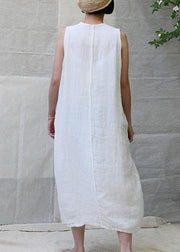 Classy linen dress Korea Pure Color Single Breasted Comfortable Sundress - bagstylebliss