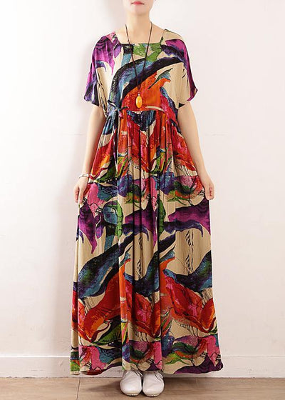 Classy o neck cotton linen clothes Fashion Ideas floral Maxi Dresses summer - bagstylebliss