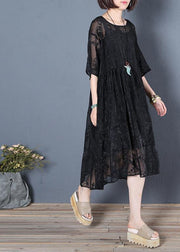 Classy o neck half sleeve summer Tunic Wardrobes black Dresses - bagstylebliss