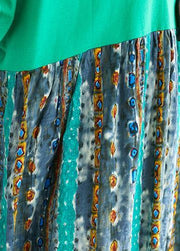 Classy patchwork prints cotton dresses Fashion Ideas green o neck Dresses sundress - bagstylebliss