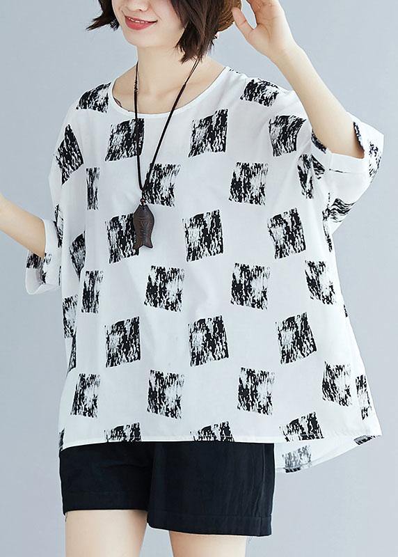 Classy prints cotton tunic pattern Cotton white blouse summer - bagstylebliss