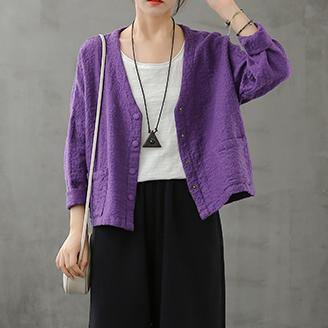 Classy purple Tunic v neck Button Down Dresses fall shirt - bagstylebliss