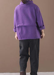 Classy purple cotton top silhouette thick Knee high neck tops - bagstylebliss
