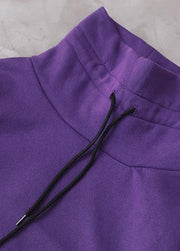 Classy purple cotton top silhouette thick Knee high neck tops - bagstylebliss