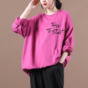 Classy rose Letter clothes For Women o neck baggy Plus Size Clothing fall blouse - bagstylebliss