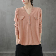 Classy v neck Button Down tunic top Inspiration pink top - bagstylebliss