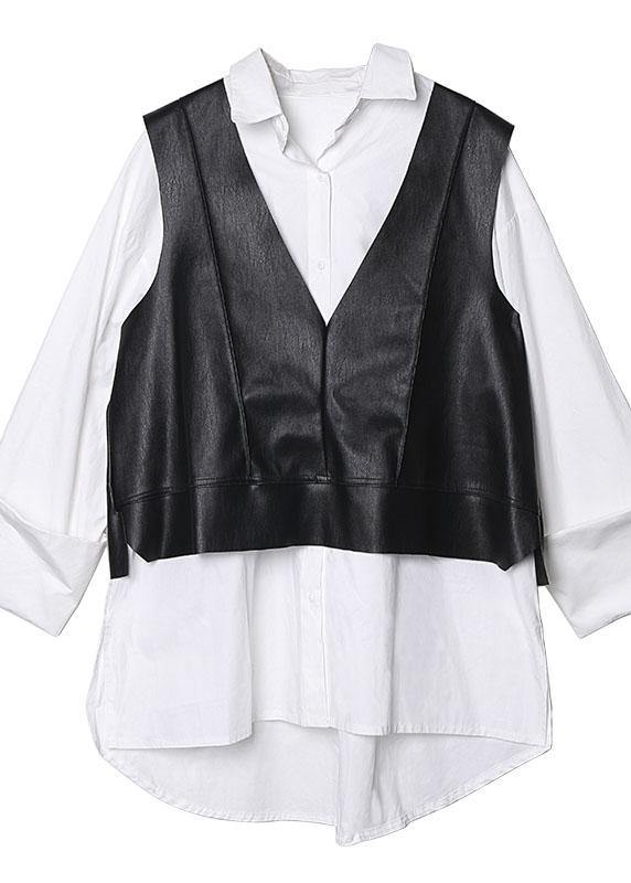 Classy white cotton clothes For Women lapel two pieces top - bagstylebliss