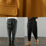 Classy yellow vintage pockets harem pants Gifts wild pants - bagstylebliss