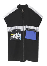 Classy zippered pockets Fine trench coat black baggy summer coats - bagstylebliss