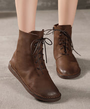 Chocolate Boots Suede Elegant Cross Strap Boots