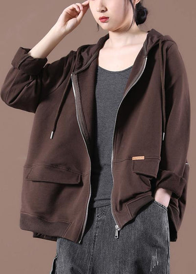 Coffee Patch Work Zip Up Short Jacket - bagstylebliss