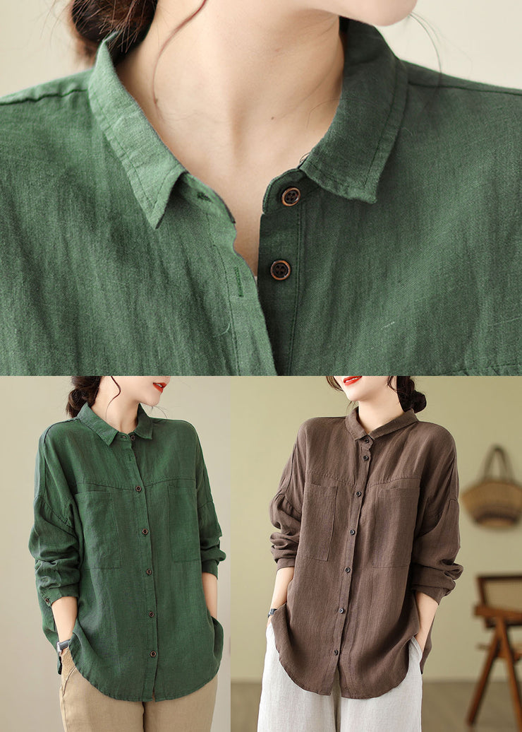 Coffee Peter Pan Collar Cozy Shirts Fall