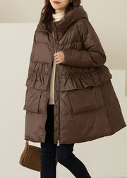 Chocolate Pockets Duck Down Down Coats Hooded Winter