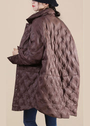 Kaffee-Stehkragen-Knopf-lose Winter-Puffer-lange Daunenjacke