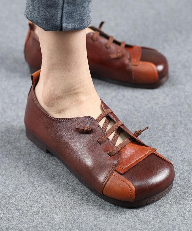 Comfortable Flat Shoes Chocolate Genuine Leather - bagstylebliss