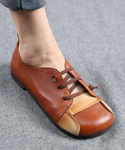 Comfortable Flat Shoes Chocolate Genuine Leather - bagstylebliss