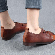 Comfortable Flat Shoes Chocolate Genuine Leather - bagstylebliss