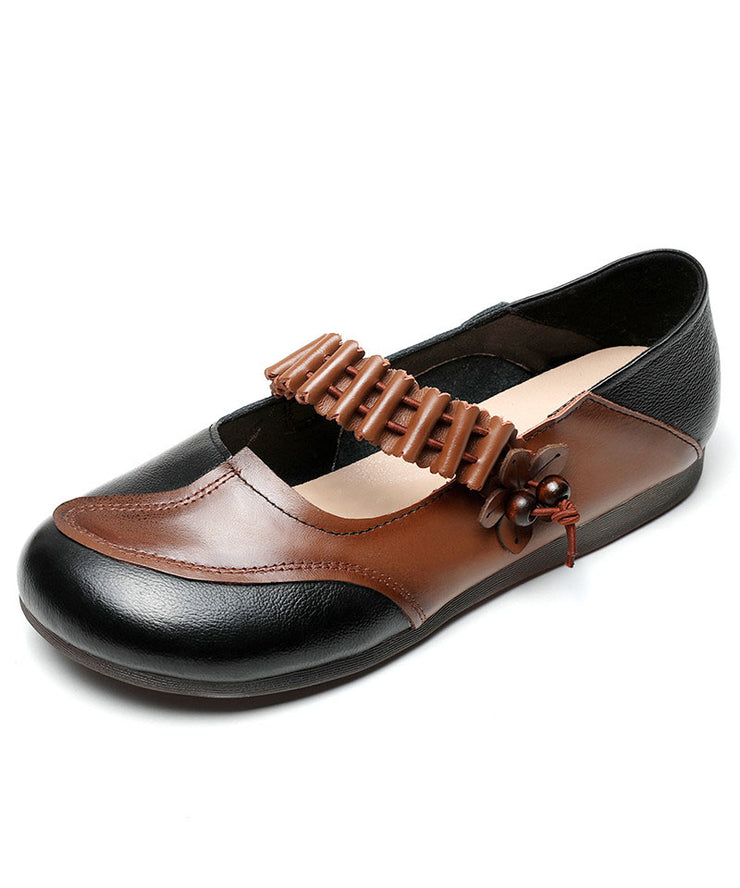 Comfy Black Buckle Strap Flat Feet Shoes Splicing Flat Shoes For Women