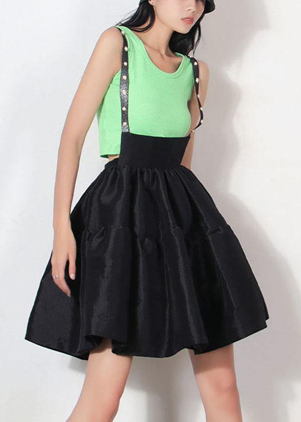 Comfy Black Patchwork Summer A Line carpenter Skirts - bagstylebliss