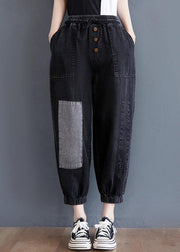 Comfy Black Patchwork jeans Summer Cotton - bagstylebliss